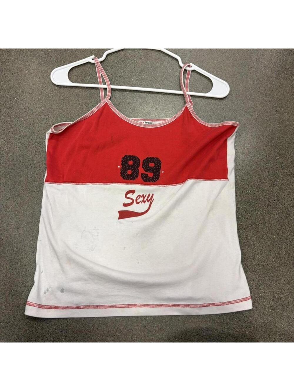 Red and white tank top